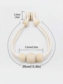 1pc/2pcs Bohemian Style Curtain Tieback Rope Accessories With Wooden Beads, Tassel/Magnetic, Home Decor Suitable For Living Room, Bedroom, Kitchen - Beige - View 3