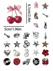 51pcs Y2K Millennium Style Sticker Set, Vintage Collage + Metallic Texture Design, Suitable For Planner Collage, Notebook, Phone Case, Laptop, Tablet Decoration, Scrapbook Supplies, Desktop Accessories, Party Supplies - Y2K - View 5