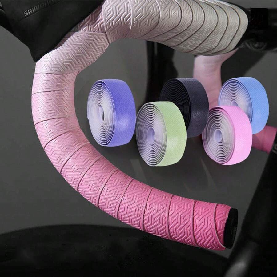 Pollycycle 1 Pair Bicycle Handlebar Tape PU/EVA Anti-Slip Shock-Absorbing Professional Cycling Drop Bar Wrap Tape With Handlebar End Caps - Multicolor - View 1