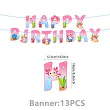 13 PIECES Birthday Party Decorations - Blue And Pink Cute Banners, Cartoon Reptile-Themed Decorations, Suitable For Boys, Girls And Teenagers' Birthday Party Decorations - View 8