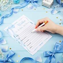 10/30件 藍色花卉風格新娘派對遊戲贈品組，婚禮遊戲卡，新娘與新郎單身派對婚禮派對贈品（猜測卡/拼字卡/祝福卡/物品卡/選擇卡可選） - A - 查看 3