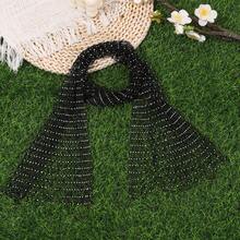 1pc New 100cm Rhinestone Mesh Headscarf With Hollow Design, European And American Style Rhinestone Fishnet Sparkling Head Cover, Fashion Full Rhinestone Face Mask, Music Festival Headscarf, Fashion Party Fishnet Hat Veil Wedding Accessory Summer Headband Beach Scarf Vacay Bandanas - Multicolor - View 11
