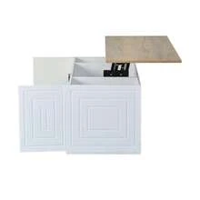 Mesa de centro para sala de estar, 46 x 95 x 45 cm, altura ajustável até aproximadamente 59 cm, com duas portas de armário e design minimalista. Mesa lateral em madeira natural, mesa de centro, escrivaninha. - Branco - Ver 8