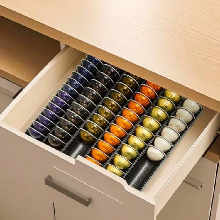Organizador de Almacenamiento de Cápsulas de Café Inserto de Cajón para Encimera Compatible con Cápsulas  Vertuoline Organizador de Cápsulas  para  Vertuo para - Multicolor - Añade 9