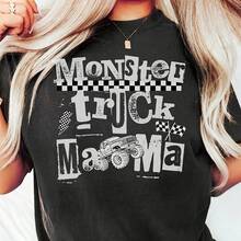 MNster Truck Mama Shirt  MNster Truck Mom T-Shirt  Grunge MNster Trucks Checkered Mama Tee Birthday - Negro - Ver 1