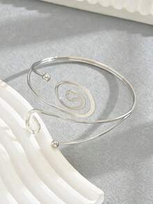 1pc Women's Metal Geometric Creative Design Fashion Niche Arm Cuff Suitable For Daily Wear - Silver-b623 - View 3