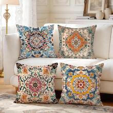 4 Stücke Set Bohemian Retro Muster einseitig bedruckte Kissenbezüge/Zierkissenbezüge, dekorative Kissenbezüge für verschiedene Szenen und Atmosphären, geeignet für Wohnzimmer, Sofa, Schlafzimmer, ohne Kissenfüllung, 40x40cm/45x45cm/50x50cm - Verschiedenfarbig - Übersicht 8