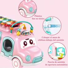Baby School Bus Toy Percussion Instrument Shape Sorting Sensory Learning Toy For Boys Girls Intelligence Development Pink - Pink - View 1