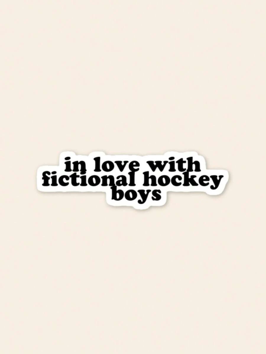 1pc Bookish Sticker, "In Love With Fictional Hockey Boys" Slogan Decal For Kindle Cover, Cute BookTok Inspired Typography Sticker, Gift For Romance Novel Lovers & Readers - Multicolor - View 1