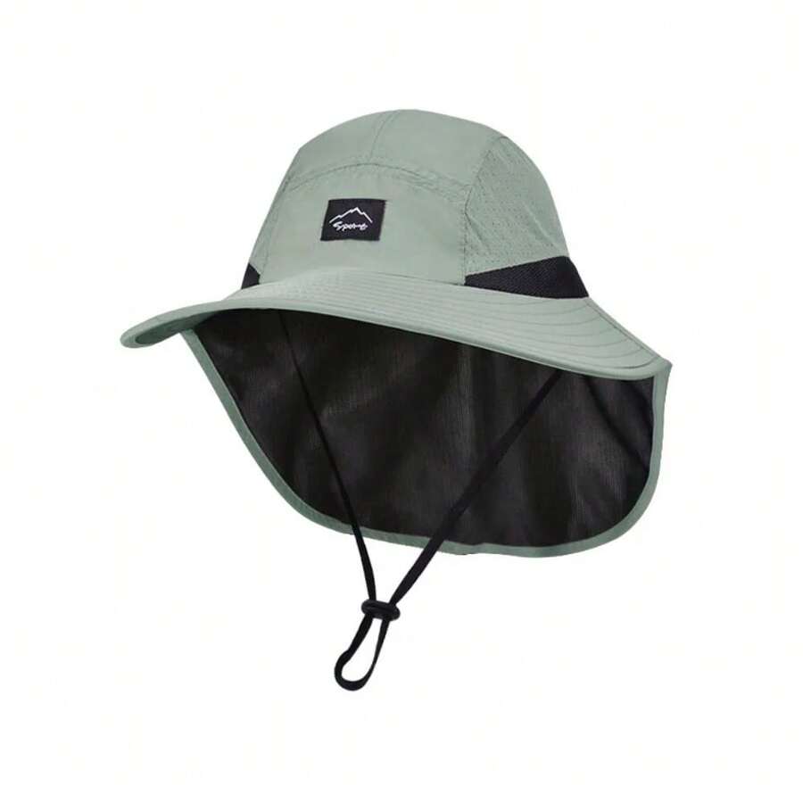 Xinbaoguan 100% Nylon 1136 Summer Large Brim Shawl Sun Protection Fishing Hat Outdoor Sun Protection Hat Male and Female - Verde militar - Ver 1