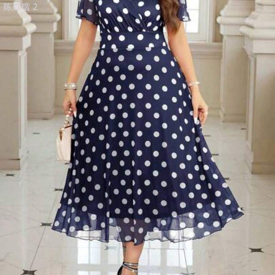 xuehuamaoyi02 Reflora Vestido floral elegante de talla grande, verano - Azul marino - Ver 1