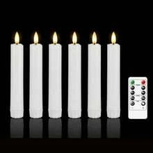 附遙控定時器無焰錐形蠟燭，LED 閃爍燭台，電池供電蠟燭，6.4 英吋，適用於居家聖誕婚禮慶典裝飾（不含金色底座） - AAA - 查看 15