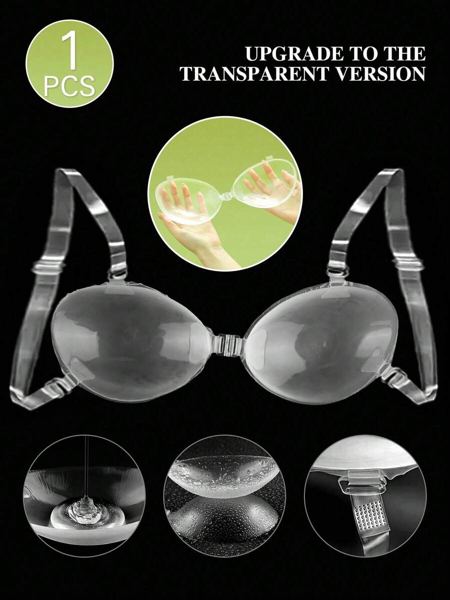 Women's Upgrade Transparent Silicone Push Up Bra With Adjustable Straps, Reusable Strong Adhesive Invisible Backless Sticky Bra For Backless Dress - Multicolor - View 1