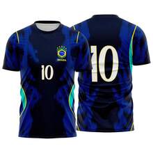 Men's Dry Fit Soccer Jersey BRAZIL-EIRA COPA Personalized  JR Style - 黑藍 - 查看 1