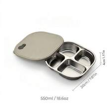 Compartment Square Dinner Plate With Lid, Stackable 304 Stainless Steel Food Containers, Reusable Tableware, Food Tray, Suitable For Student & Adult, Use In Home, School, Office, Restaurant, Canteen, Dishwasher & Microwave Allowable - Multicolor - View 15