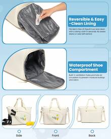 SOMAGO Pickleball Bag Gym Bag With Shoe Compartment Pickleball Tote Bags For Women Men Duffle Bag With Paddle Compartment Travel Sports Weekender Bag - Beige - View 4