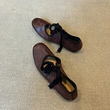 Women Flats - Khối màu đen trắng - Xem 7