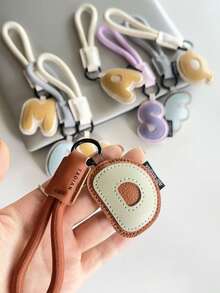 26 Letter Options Keychain - Letter Accessories Designed For English Names, Backpack Charm Accessories, Student Decoration, Portable Cute PU Leather Keychain, Suitable As Valentine's Day Gift Or Unisex Keychain Accessory - Letter - View 8