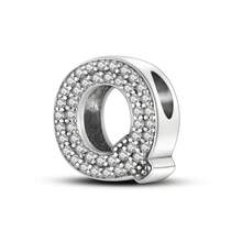 1pc S925 Sterling Silver 26 Letter Bead, Featuring Original 3D Rhinestone Design. This Versatile Letter Spacer Bead Is Suitable For Bracelets And Necklaces. Customize Your Own Initial Jewelry To Showcase Your Unique Style, Perfect For Handmade Crafts Or Daily Wear. - Silver - View 15