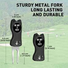FINGER TEN Golf Hole Repair Tool With Do Not 3putt Ball Marker 1pc, Foldable Magnetic Stainless Steel Repair Tool With Pop-Up Button, Portable Golf Green Accessory, Suitable For Men And Women - Black - View 3