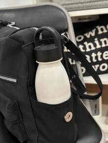 Large Capacity Multi-Pocket Tote Shoulder Bag | Cream Nylon Bag With Silver Zipper Details | Work/School/Travel | Durable Bag,Y2k - Multicolor - View 6