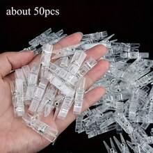 Approx. 50pcs Mini Transparent Plastic Photo Clips - Multi-Functional Clothespins, Suitable For Clipping Photos, Cards, Towels And Socks - Ideal For Clothesline Accessories And Home Decor - Clear - View 12