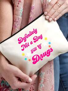 "Definitely Not Full Of Medicine" Makeup Bag, Colorful Sarcastic Letter Print Zipper Pouch, Portable Travel Toiletry Bag, Lightweight Medicine Storage Bag, Reusable Pill, Cosmetic, Small Accessory Organizer, Humorous Gift For Women, Friends And Travel Enthusiasts, Back To School Gift, Teacher's Day Gift - Multicolor - View 7