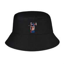 Labor Day Bucket Hat - American And Hammer Pattern - Black With Red/Blue Trim - Non-Stretch Fabric - Washable - Suitable Construction - Black - View 5