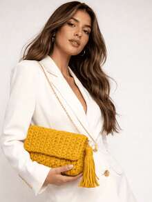 Women's Crochet Party Bag - Red - View 3