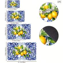 1pc, Home Decor, Vintage Lemon Pattern Printed Absorbent Mat, Dish Drying Mat, Espresso Machine Countertop Absorbent Mat, Draining Mat, Sink Drainage Mat, Soft Faucet Absorbent Mat, Sink Coaster, Kitchen Supplies, Bathroom Supplies - Multicolor - View 11