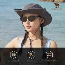 CAMEL CROWN 戶外休閒運動釣魚帽，寬簷遮陽登山帽 - 深灰 - 查看 11