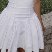 Nuevo vestido con tirantes y volantes, con espalda descubierta y cuello halter - Blanco - Ver 3