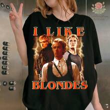 I Love Blondes T-Shirt Crio Peeta Finnick, Funny Tom Blyth Josh Hutcherson Sam Claflin Graphic Design Plush Velvet Cover New For 2026 The Hunger Gamess I Love Blondes T-Shirt, Retro 90s Graphic T-Shirt, Unisex - 黑色 - 查看 1