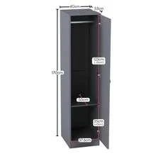 Home Discount Vida Designs Riano 1 Door Wardrobe Storage Organisation Bedroom Furniture Tall Lone Standing Cupboard Easy To Build MDF  - Grey - Grey - View 3