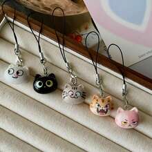 6pcs Cute Cat Resin Pendants, Suitable For Phone Strap Phone Camera Decoration, Cute Phone Charms, Soft And Cute Phone Pendants, Perfect Gift For Girlfriend And Couples - Multicolor - View 4