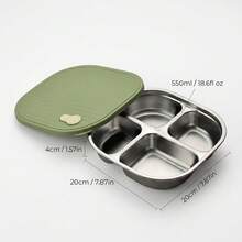 Compartment Square Dinner Plate With Lid, Stackable 304 Stainless Steel Food Containers, Reusable Tableware, Food Tray, Suitable For Student & Adult, Use In Home, School, Office, Restaurant, Canteen, Dishwasher & Microwave Allowable - Multicolor - View 23