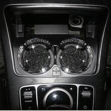 2 piezas Inserto universal para portavasos de coche con cristales, silicona antideslizante e impermeable, diseño brillante con cristales, múltiples colores disponibles, accesorio de decoración interior - 2 posavasos de diamante completo - Ver 8