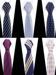 6pcs/Set Men's Business Commute Bestselling Style Neckties, High-End Elegant Essential For Men, Polyester Fabric, Suitable For Parties And Gifts For Friends - Multicolor - View 3