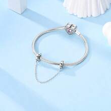 1 Piece Original Design Safety Chain Charm Pendant For Women Bracelet Necklace Fine DIY 925 Sterling Silver Charms Jewelry Wedding Anniversary Gifts - Silver - View 2