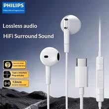 Philips TAE1020 Type-C Wired Semi-In-Ear Headphones, Noise Cancelling Microphone, Built-In High-Definition Audio, Soft Cable, Easy Control, Suitable For Smartphones And Tablets - Type C - View 2