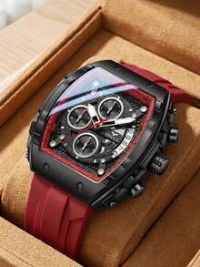 ONOLA Brand Men's High-Quality Fashion Sports Watch, Luminous Dial Quartz Multifunction Chronograph Wristwatch - Black - View 5