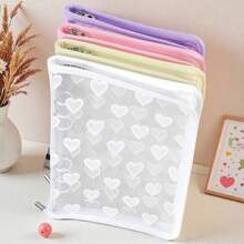 A5 Size Large Capacity Heart Lace Zipper Loose Leaf Binder, Sticker Storage Bag, Portable Notebook Set, Document Folder, Stamp Album, Sticker Album, Pencil Case, A5 Transparent Refill Pages, PP Transparent Refill Pages, Photo Album, Savings Book, Document Storage Bag - A5 Heart - View 4