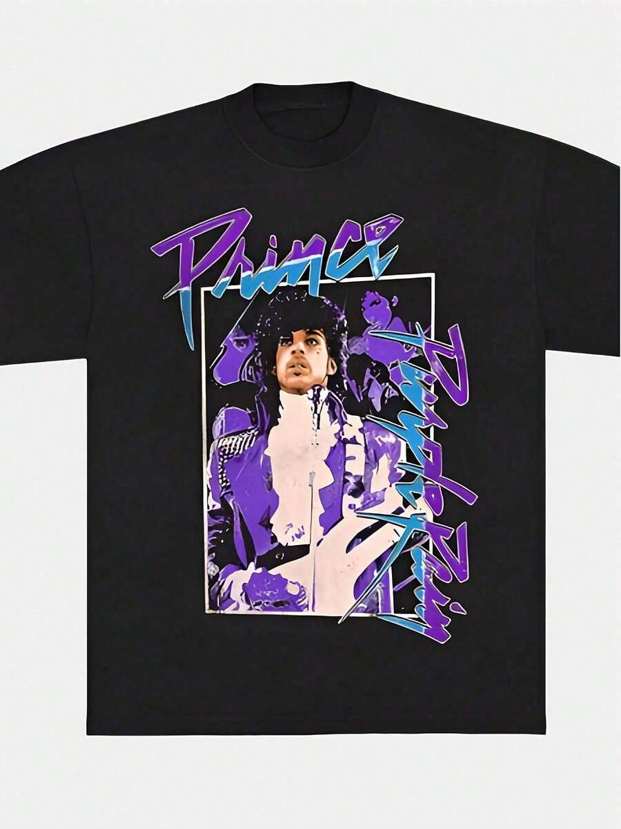 Maglietta unisex per adulti Prince T-Shirt Under The Cherry Moon, maglietta da uomo, , abbigliamento da uomo, Y2k, top da donna, stile vintage, moda streetwear, design cool, ideale per il tempo libero, stile festival, morbida e leggera, cotone morbido, uso casual quotidiano, , stile festival, morbida e leggera, vacanza estiva, abbigliamento casual, , set a due pezzi, festa del papà, . - nero - Visualizzare 1