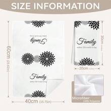 MEMNUN 2入黑色與灰色幾何花卉大麗花剪影愛與家庭文字印花圖案廚房毛巾、洗碗巾、手巾、洗碗布、家居裝飾、廚房裝飾、聖誕裝飾、烹飪烘焙茶巾、廚房配件、可機洗、清潔用品、適用於餐廳廚房、日常裝飾與禮物、四季皆宜 - 彩色 - 查看 4