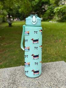 1件 800ml/27oz 卡通純色運動水壺，可愛臘腸狗圖案，防漏、便攜、耐摔，附彈蓋，適合健身、慢跑、返校、聖誕節、萬聖節，送給她的禮物、生日禮物，戶外運動便攜中性款，杯子、派對杯、其他派對餐具、飲具套裝、咖啡杯、平底杯、水壺、保溫瓶、附蓋與吸管杯 - 彩色 - 查看 12