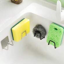 pdva 1/3/4/5pcs Stainless Steel Self-Adhesive Sink Sponge Holder, No Drilling Waterproof Rust-Proof Drainage Rack, Wall-Mounted Steel Wool Storage Hook, Space-Saving Kitchen Sink Organizer, Multi-Functional Kitchen And Bathroom Cleaning Tool Storage Rack, Home Storage Accessories - Multicolor - View 2