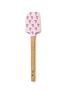 Meoky Heat-Resistant Silicone Spatula With Wooden Handle, Double-Sided Pink Bow Print, Suitable For Cake Decorating, Mixing, Baking And Frosting, Ideal Gift For Baking Enthusiasts And Dessert Lovers, Perfect For Baking And Daily Cooking - View 2