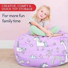 Creative QT Stuff 'n Sit - Funda de almacenamiento grande de 33 pulgadas para animales de peluche y juguetes silla gigante para niños de 3 a 14 años organizador de recámara para Pascua - Pana Gris Claro - Ver 6