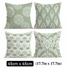 4pcs/1pc Fresh White & Green Floral Pattern Pillowcase, Without Insert, Single-Sided Printed Pillowcase, Suitable For Living Room, Bedroom, Home Decor, All-Season Use - Multicolor - View 17