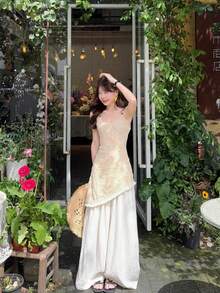 Women Two-Piece Outfits - White Trousers - View 1